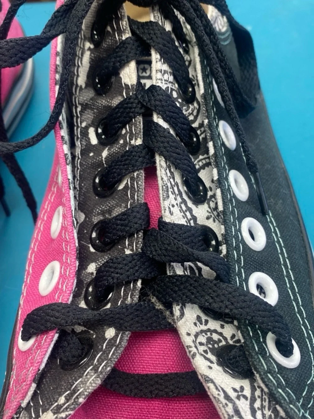 Converse Pink and Black Canvas Low-Top Sneakers - Picture 3 of 8